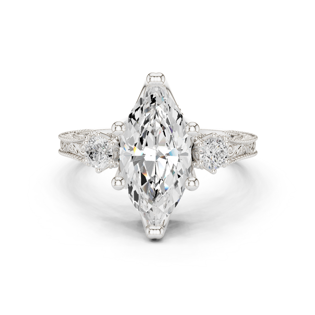 Marquise Shapes Labgrown Diamond 14k Solid Gold  Wedding Bridal Set Three Stone  Ring For women's - HIGHCARAT DIAMONDS