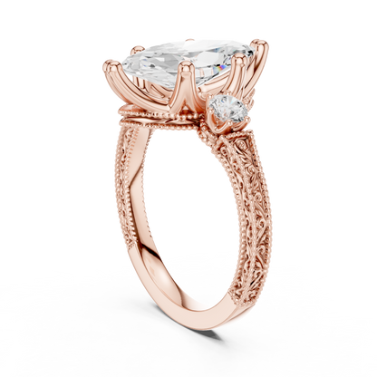 Marquise Shapes Labgrown Diamond 14k Solid Gold  Wedding Bridal Set Three Stone  Ring For women's - HIGHCARAT DIAMONDS