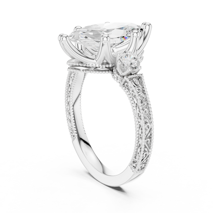 Marquise Shapes Labgrown Diamond 14k Solid Gold  Wedding Bridal Set Three Stone  Ring For women's - HIGHCARAT DIAMONDS