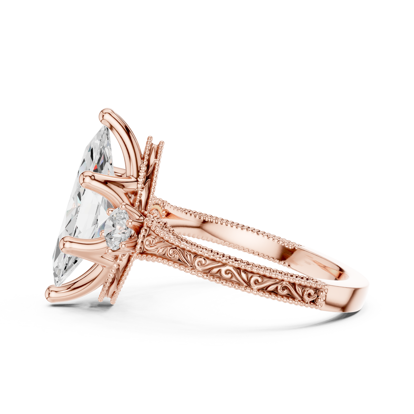 Marquise Shapes Labgrown Diamond 14k Solid Gold  Wedding Bridal Set Three Stone  Ring For women's - HIGHCARAT DIAMONDS