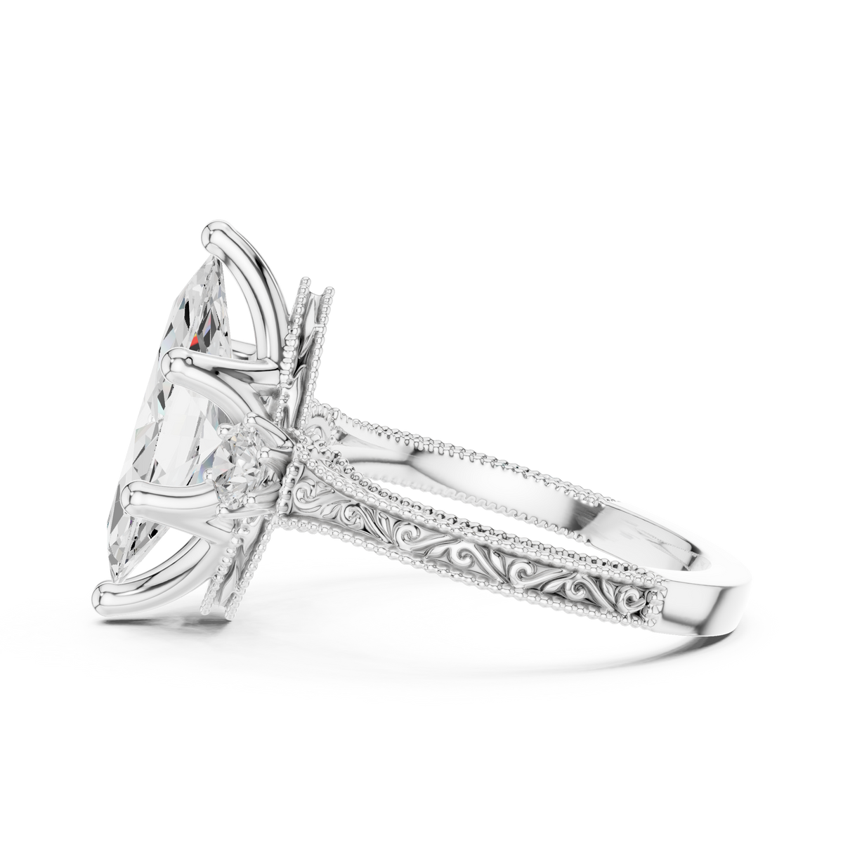 Marquise Shapes Labgrown Diamond 14k Solid Gold  Wedding Bridal Set Three Stone  Ring For women's - HIGHCARAT DIAMONDS