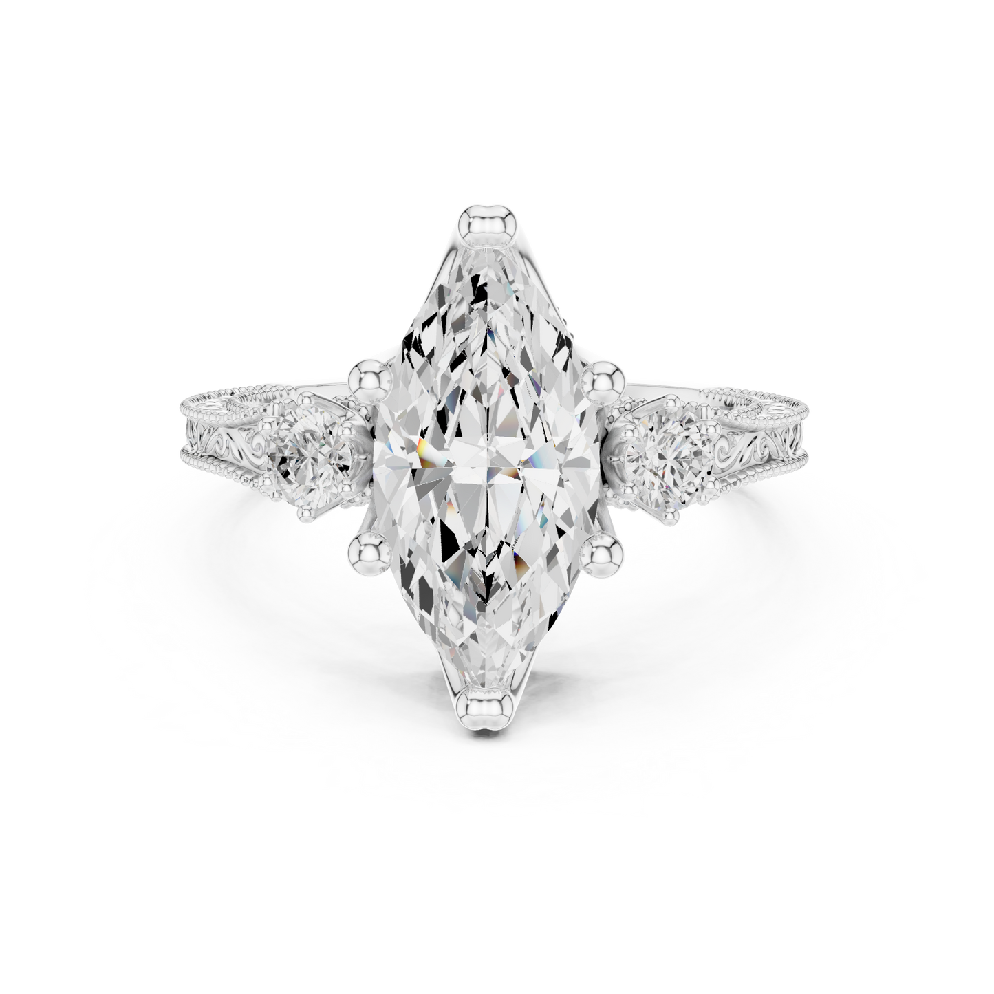 Marquise Shapes Labgrown Diamond 14k Solid Gold  Wedding Bridal Set Three Stone  Ring For women's - HIGHCARAT DIAMONDS
