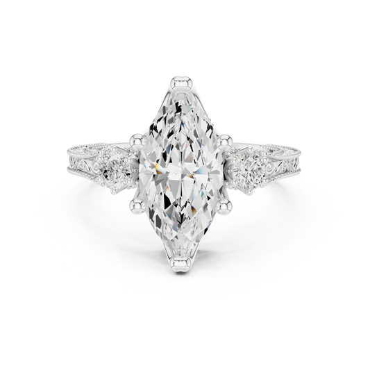 Marquise Shapes Labgrown Diamond 14k Solid Gold  Wedding Bridal Set Three Stone  Ring For women's - HIGHCARAT DIAMONDS
