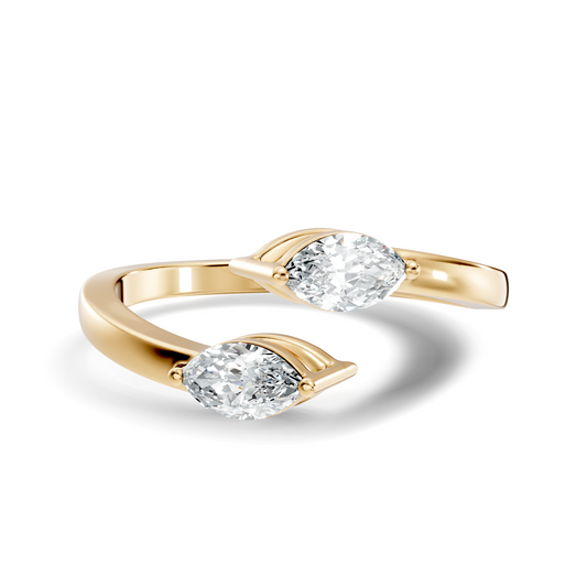 10K Solid White Gold Marquise Cut Diamond Antique Bypass Two Stone Daily Wear Ring For Her - HIGHCARAT DIAMONDS