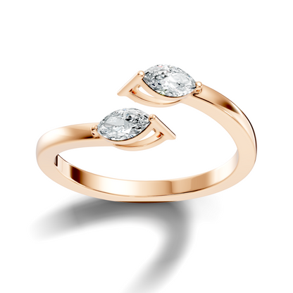 10K Solid White Gold Marquise Cut Diamond Antique Bypass Two Stone Daily Wear Ring For Her - HIGHCARAT DIAMONDS