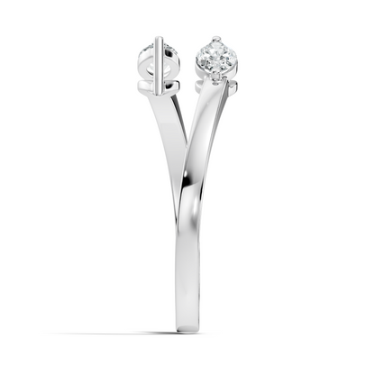 10K Solid White Gold Marquise Cut Diamond Antique Bypass Two Stone Daily Wear Ring For Her - HIGHCARAT DIAMONDS