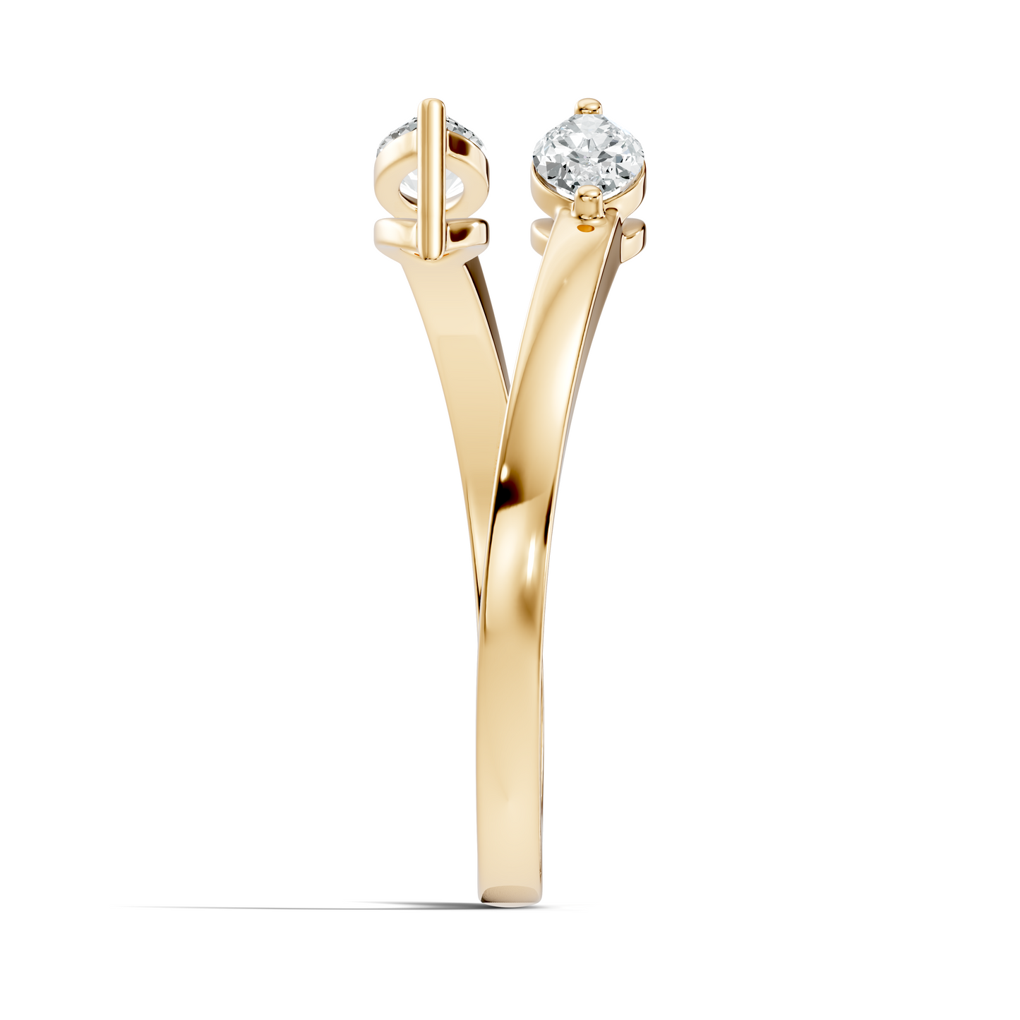 10K Solid White Gold Marquise Cut Diamond Antique Bypass Two Stone Daily Wear Ring For Her - HIGHCARAT DIAMONDS