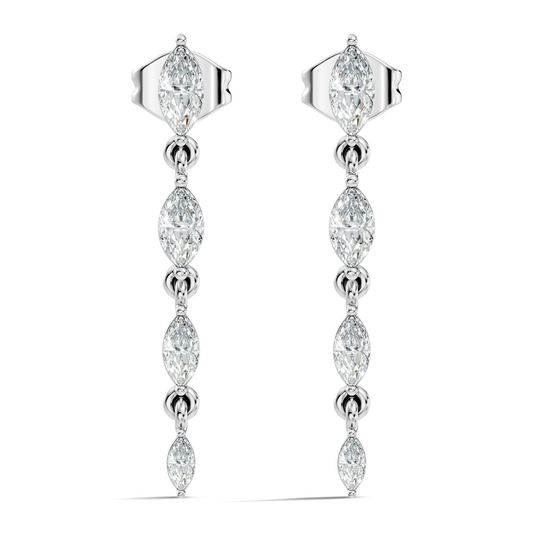 Marquise Cut Lab Grown & Natural Diamond Shinning 14k Solid New Style Women Diamond Earrings