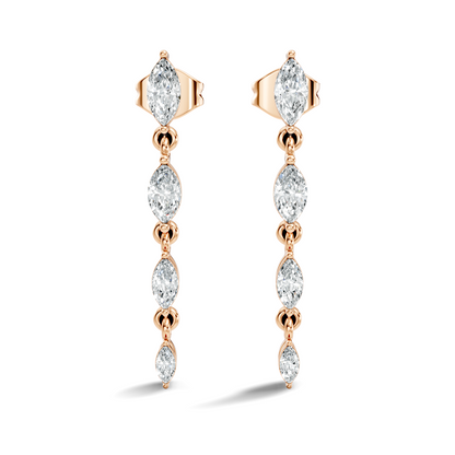 Marquise Cut Lab Grown & Natural Diamond Shinning 14k Solid Women Diamond Earrings