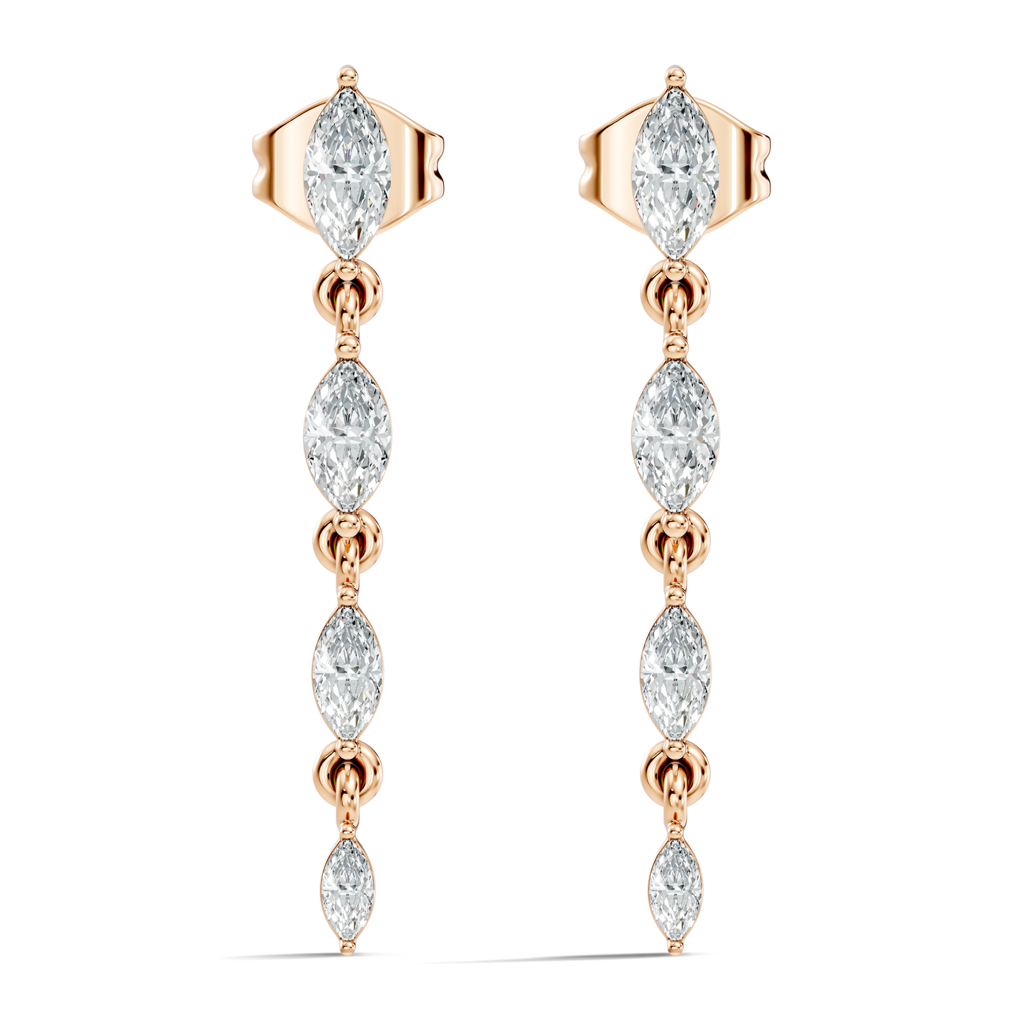 Marquise Cut Lab Grown & Natural Diamond Shinning 14k Solid Women Diamond Earrings
