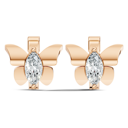 Marquise Cut Lab Grown Diamond Solitaire 14k Solid Gold Butterfly Stud Earring For Women - HIGHCARAT DIAMONDS