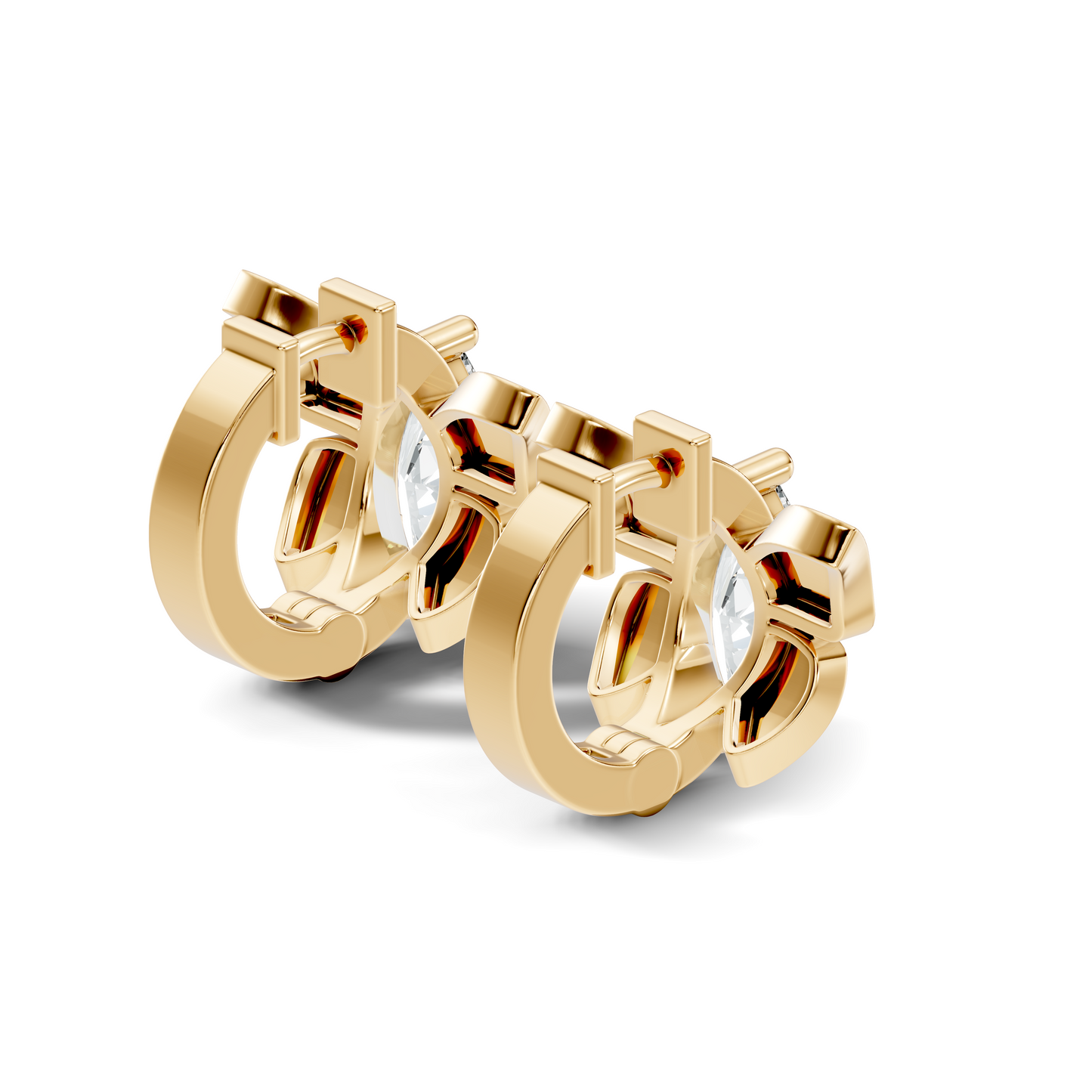 Marquise Cut Lab Grown Diamond Solitaire 14k Solid Gold Butterfly Stud Earring For Women - HIGHCARAT DIAMONDS