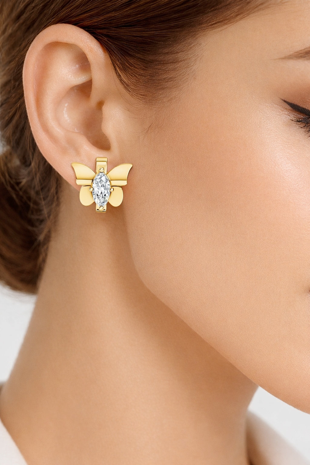 Marquise Cut Lab Grown Diamond Solitaire 14k Solid Gold Butterfly Stud Earring For Women - HIGHCARAT DIAMONDS #wearthelook