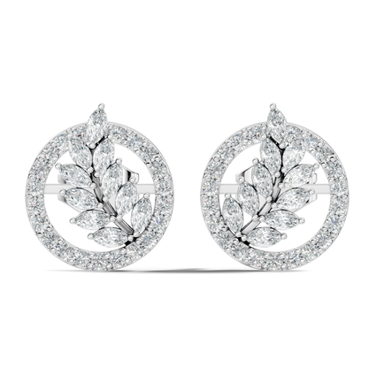 Marquise Cut Lab grown Diamond Leaf Halo Stud Earring - HIGHCARAT DIAMONDS