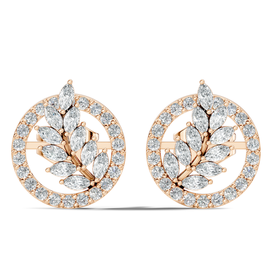 Marquise Cut Lab grown Diamond Leaf Halo Stud Earring - HIGHCARAT DIAMONDS