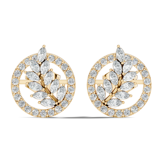 Marquise Cut Lab grown Diamond Leaf Halo Stud Earring - HIGHCARAT DIAMONDS