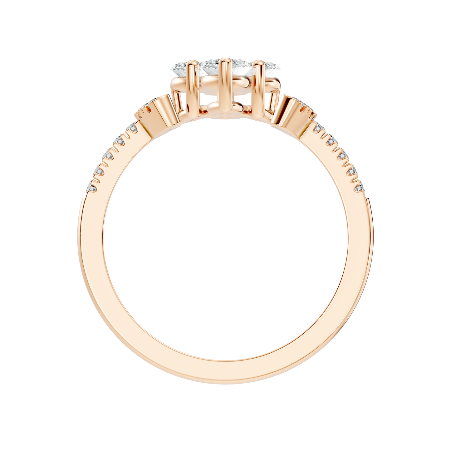 Vintage 1.38Ct Marquise and Round Cut White Colorless Diamond Unique Stackable Dainty Engagement Ring - HIGHCARAT DIAMONDS