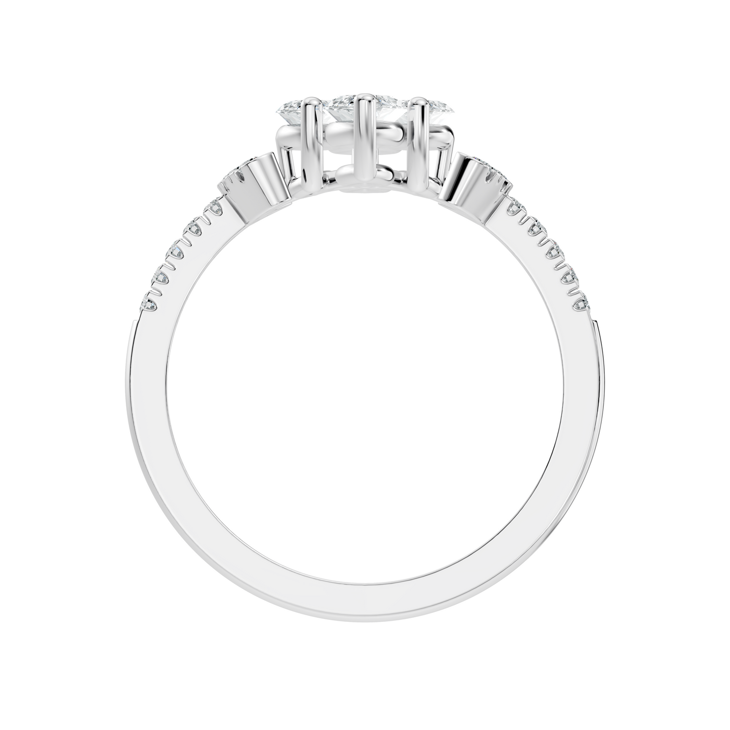 Vintage 1.38Ct Marquise and Round Cut White Colorless Diamond Unique Stackable Dainty Engagement Ring - HIGHCARAT DIAMONDS