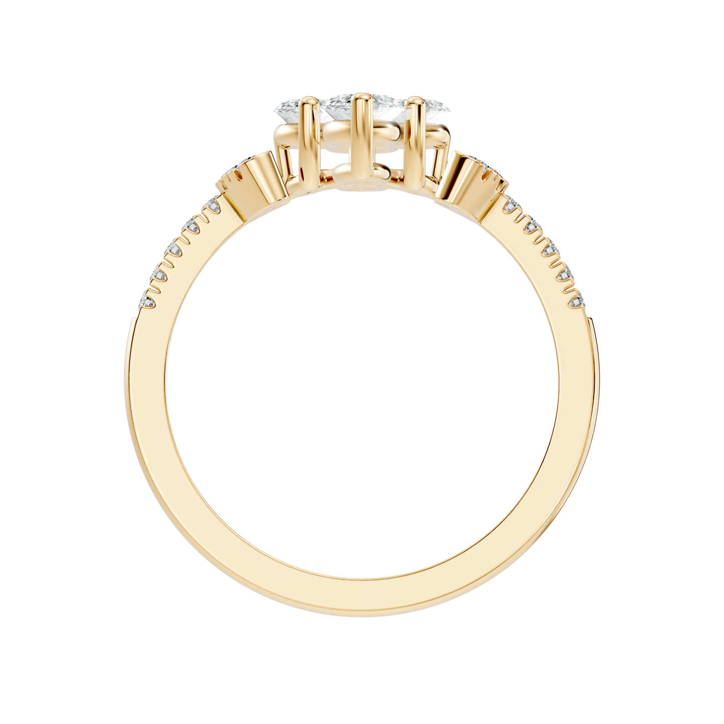 Vintage 1.38Ct Marquise and Round Cut White Colorless Diamond Unique Stackable Dainty Engagement Ring - HIGHCARAT DIAMONDS