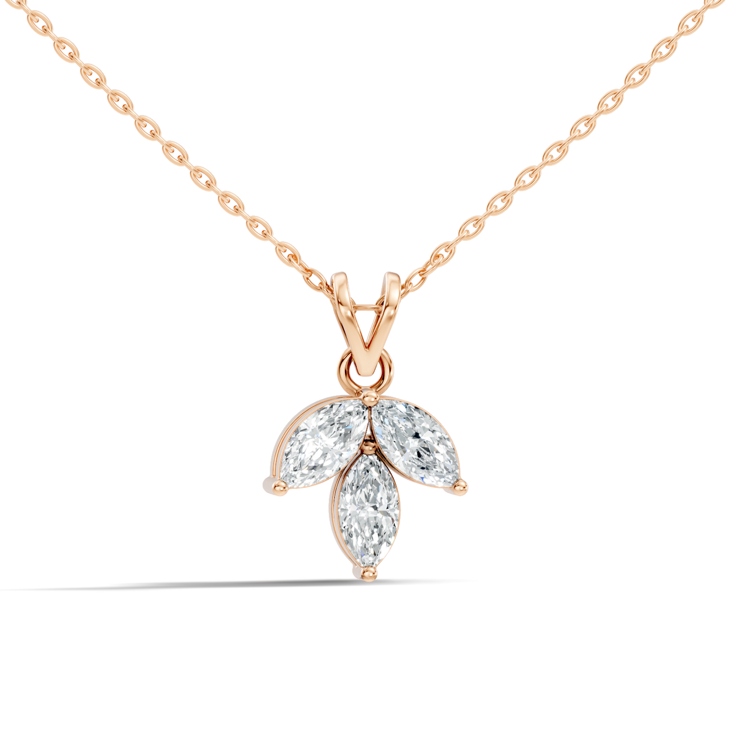 10k Solid Rose Gold Stunning Marquise Cut Lab Grown Diamond Pendant For Women - HIGHCARAT DIAMONDS