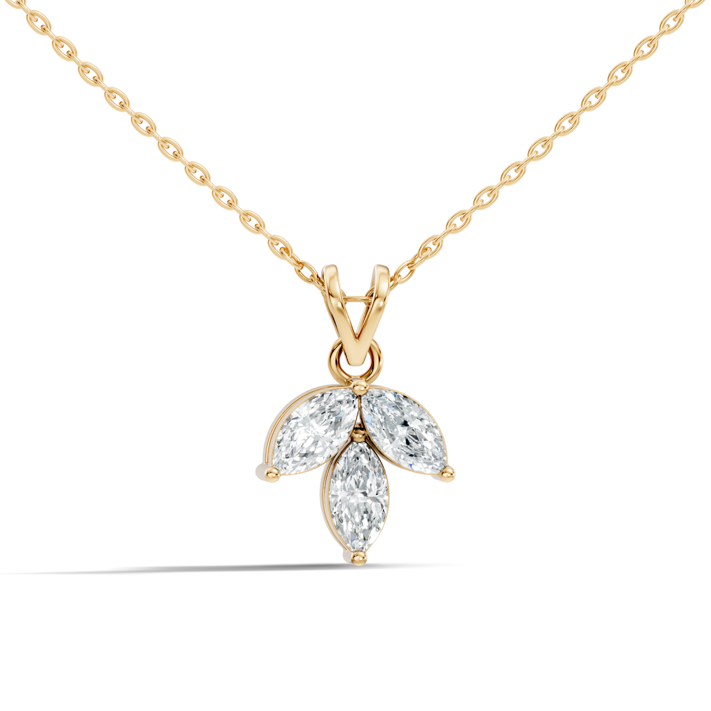 10k Solid Rose Gold Stunning Marquise Cut Lab Grown Diamond Pendant For Women - HIGHCARAT DIAMONDS