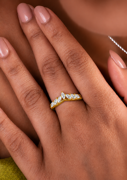 Marquise Cut Ring Band In Labgrown Or Natural Diamond In 14K Solid Gold Classic Elegance On A Budget - HIGHCARAT DIAMONDS