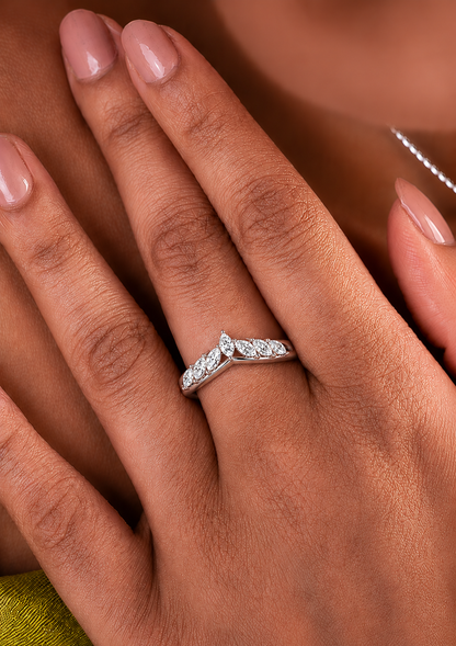 Marquise Cut Ring Band In Labgrown Or Natural Diamond In 14K Solid Gold Classic Elegance On A Budget - HIGHCARAT DIAMONDS