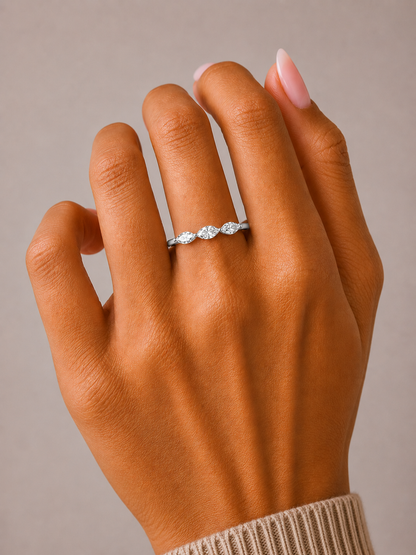 Marquise Diamond Band Ring For Her In 14 KT Gold Elegant Style For Everyday Use - HIGHCARAT DIAMONDS