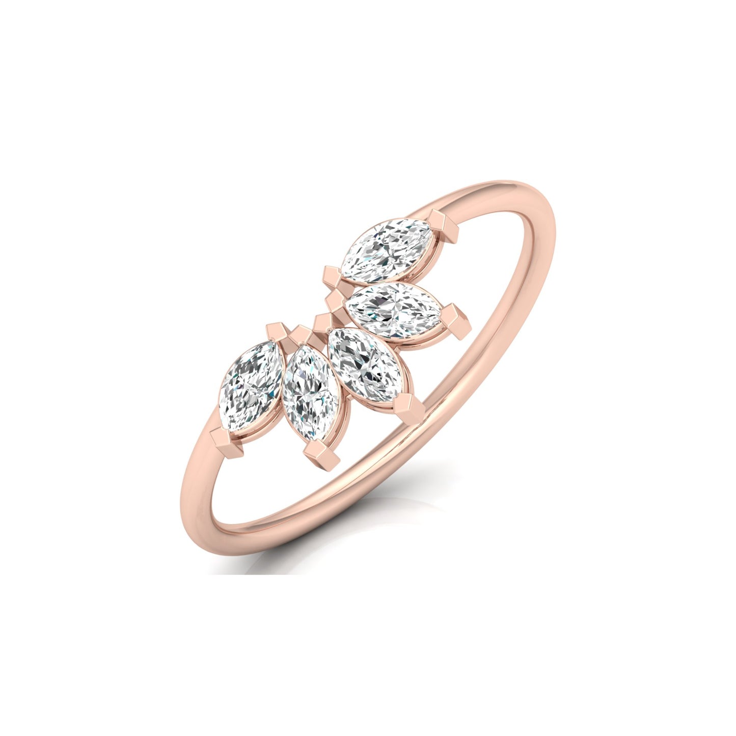 Marquise Diamond Curved Crown Engagement Ring