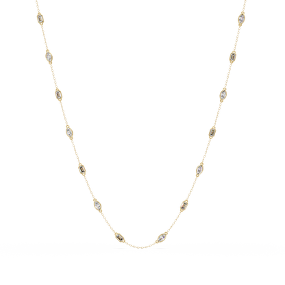 Marquise & Emerald Cut Lab Grown Diamond Station Necklace - HIGHCARAT DIAMONDS