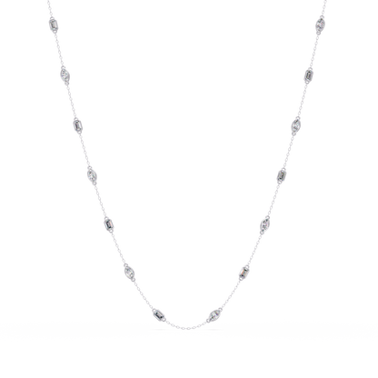 Marquise & Emerald Cut Lab Grown Diamond Station Necklace - HIGHCARAT DIAMONDS