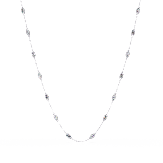 Marquise & Emerald Cut Lab Grown Diamond Station Necklace - HIGHCARAT DIAMONDS