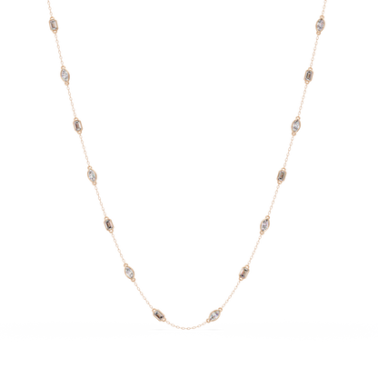 Marquise & Emerald Cut Lab Grown Diamond Station Necklace - HIGHCARAT DIAMONDS