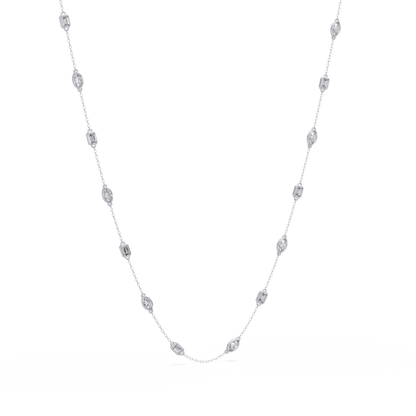 Marquise & Emerald Cut Lab Grown Diamond Station Necklace - HIGHCARAT DIAMONDS