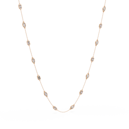 Marquise & Emerald Cut Lab Grown Diamond Station Necklace - HIGHCARAT DIAMONDS