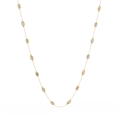 Marquise & Emerald Cut Lab Grown Diamond Station Necklace - HIGHCARAT DIAMONDS