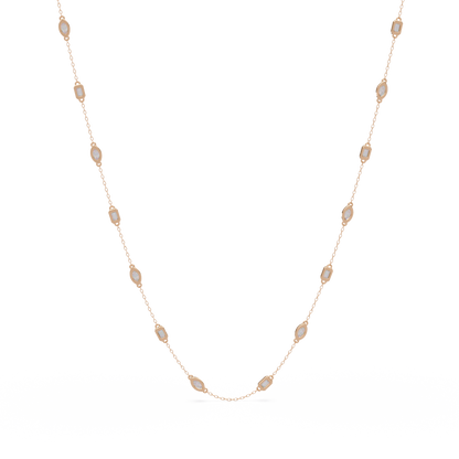 Marquise & Emerald Cut Lab Grown Diamond Station Necklace - HIGHCARAT DIAMONDS
