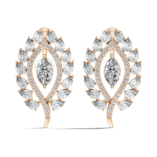 Round, Marquise & Pear Shape Lab Grown Diamond 14k Solid Gold Stunning Diamond Earrings For Wedding Wear - HIGHCARAT DIAMONDS
