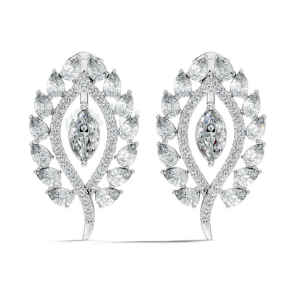 Round, Marquise & Pear Shape Lab Grown Diamond 14k Solid Gold Stunning Diamond Earrings For Wedding Wear - HIGHCARAT DIAMONDS