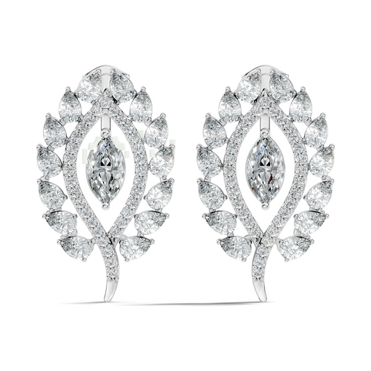 Round, Marquise & Pear Shape Lab Grown Diamond 14k Solid Gold Stunning Diamond Earrings For Wedding Wear - HIGHCARAT DIAMONDS
