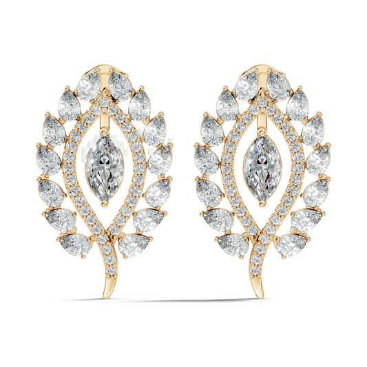 Round, Marquise & Pear Shape Lab Grown Diamond 14k Solid Gold Stunning Diamond Earrings For Wedding Wear - HIGHCARAT DIAMONDS
