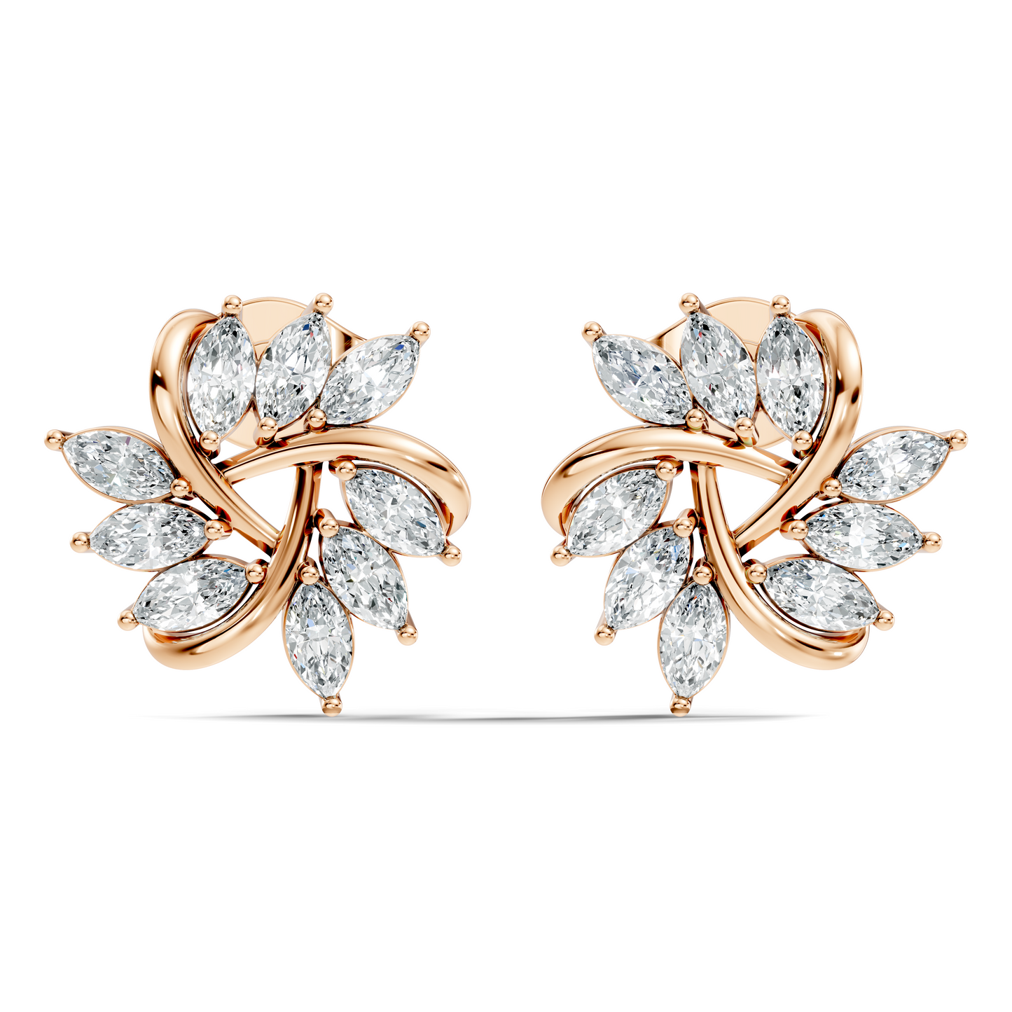 Women's 14K Gold Marquise Labgrown Diamond  Vintage Stud Earrings For Women's - HIGHCARAT DIAMONDS