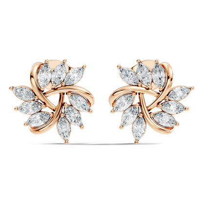 Women's 14K Gold Marquise Labgrown Diamond  Vintage Stud Earrings For Women's - HIGHCARAT DIAMONDS