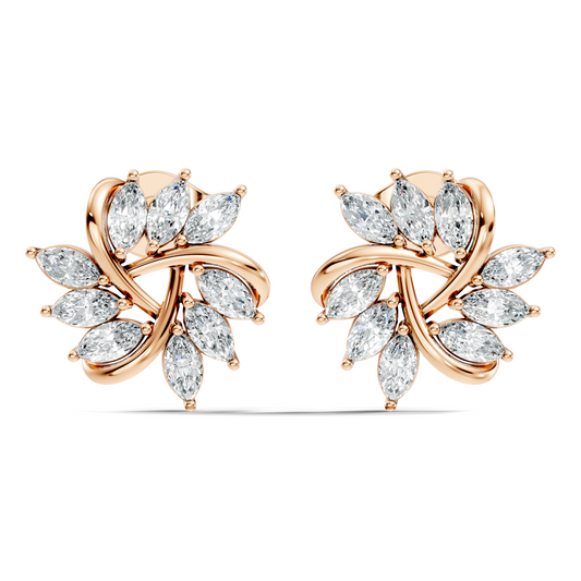 Women's 14K Gold Marquise Labgrown Diamond  Vintage Stud Earrings For Women's - HIGHCARAT DIAMONDS