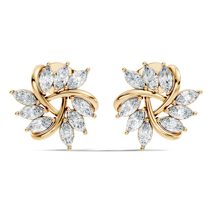 Women's 14K Gold Marquise Labgrown Diamond  Vintage Stud Earrings For Women's - HIGHCARAT DIAMONDS
