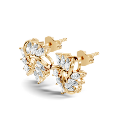 Women's 14K Gold Marquise Labgrown Diamond  Vintage Stud Earrings For Women's - HIGHCARAT DIAMONDS