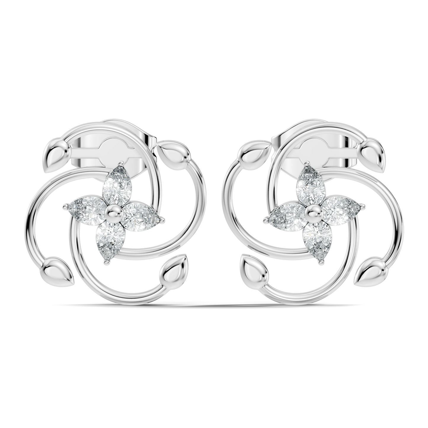 Stunning 14K White Gold Pear Cut Lab-Grown Diamond Earrings For Her Elegance - HIGHCARAT DIAMONDS