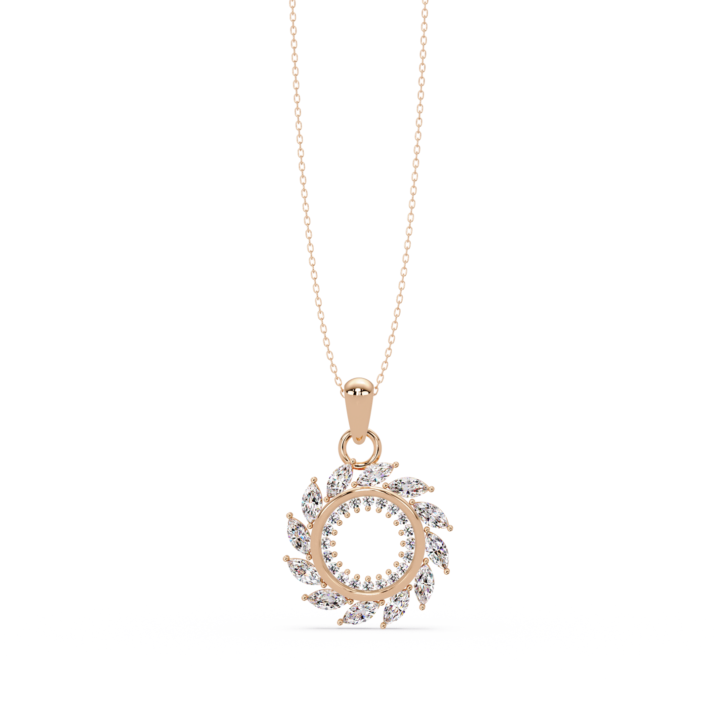 Marquise Lab Grown Diamond Swirl Circle Pendant - HIGHCARAT DIAMONDS