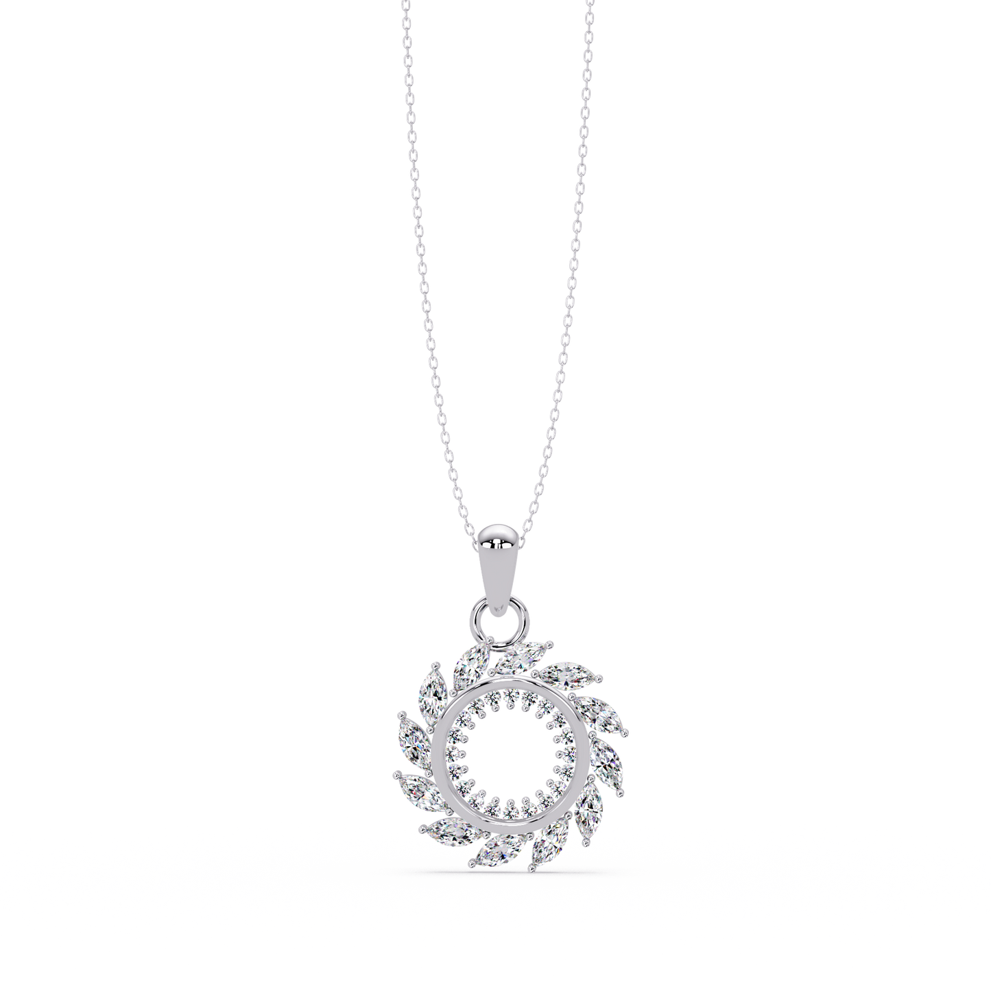 Marquise Lab Grown Diamond Swirl Circle Pendant - HIGHCARAT DIAMONDS