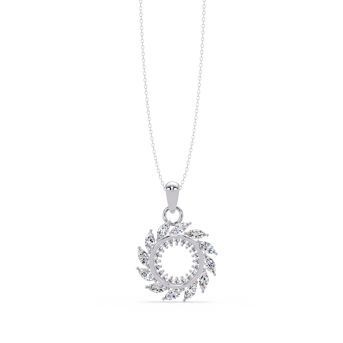 Marquise Lab Grown Diamond Swirl Circle Pendant - HIGHCARAT DIAMONDS